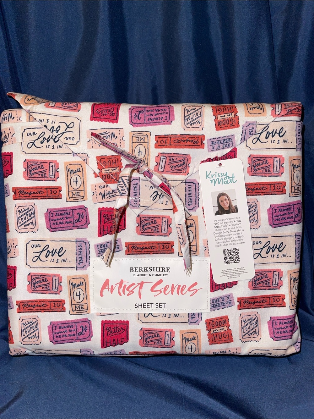 Berkshire Artist Series Pink and Red Ticket Print Sheet Set